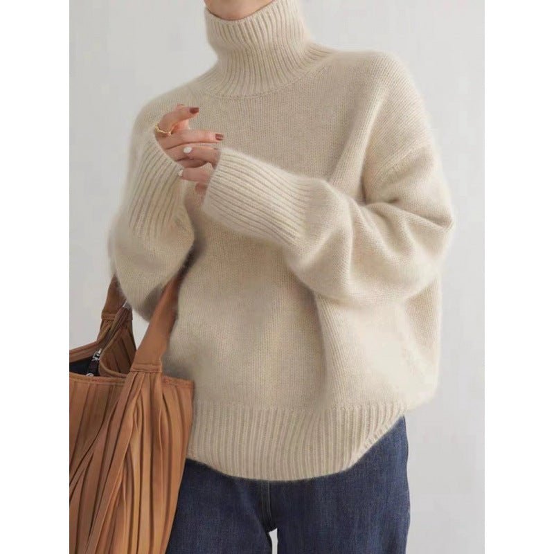 Women Sweater Cozy Knit High - Neck Sweater casual outfit boutique fashion - BespokeX Wear