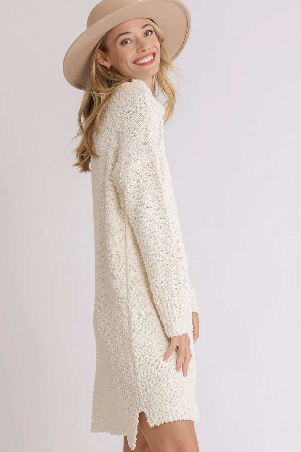 Women Sweater Dress Umgee Cozy Bouclé High - Low Sweater Dress – Plus Size Friendly casual outfit boutique fashion - BespokeX Wear