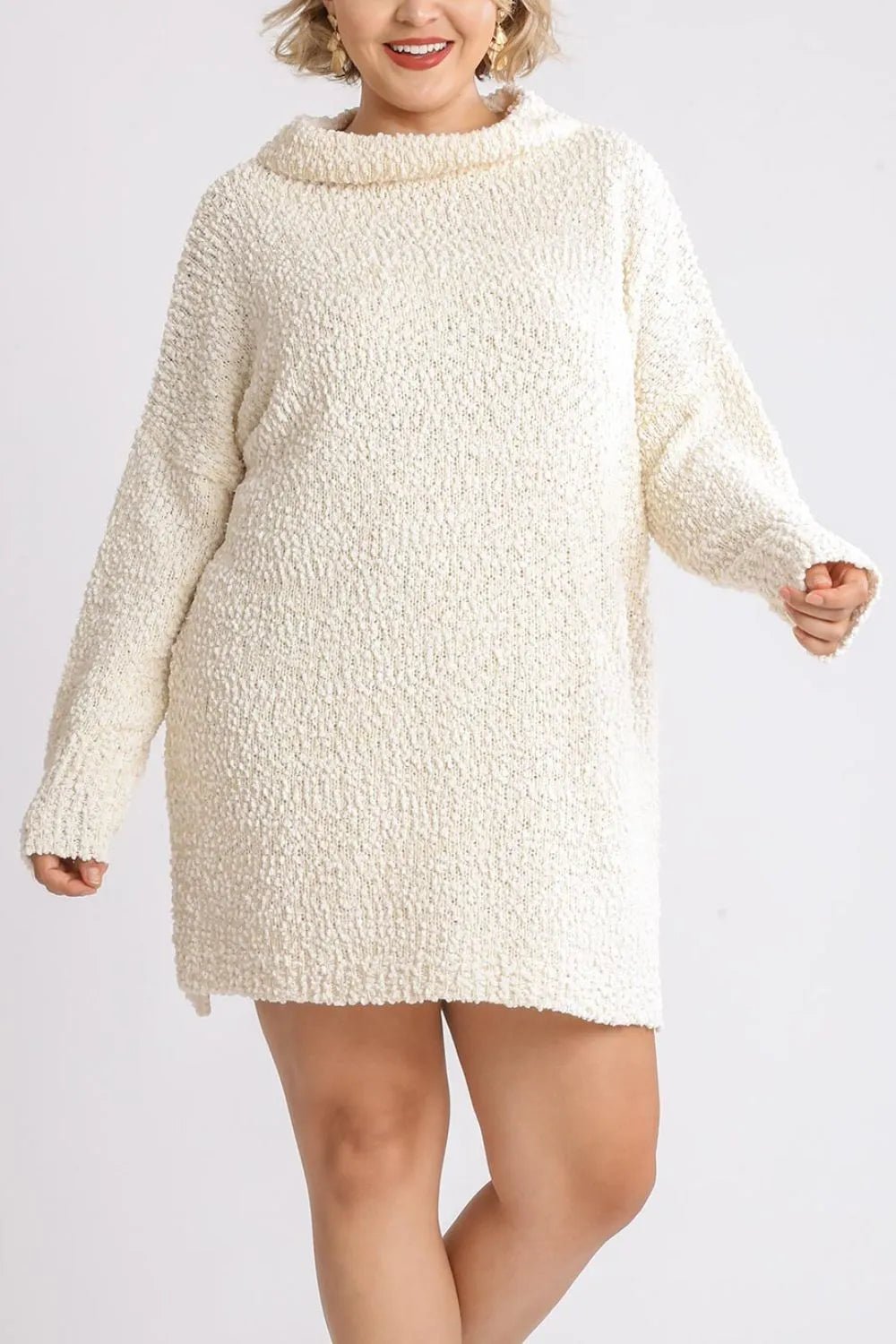 Women Sweater Dress Umgee Cozy Bouclé High - Low Sweater Dress – Plus Size Friendly casual outfit boutique fashion - BespokeX Wear