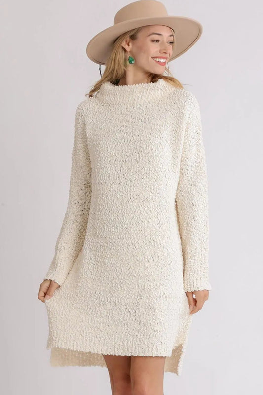 Women Sweater Dress Umgee Cozy Bouclé High - Low Sweater Dress – Plus Size Friendly casual outfit boutique fashion - BespokeX Wear