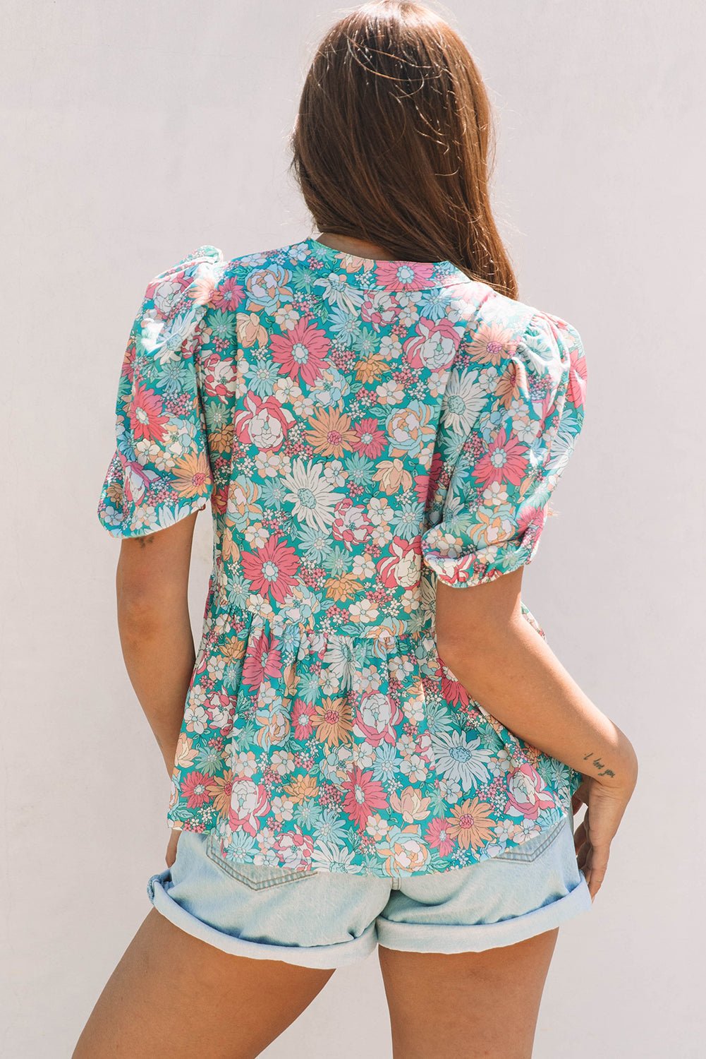 Women Tops/Blouses & Shirts Floral Puff Sleeve Blouse casual outfit boutique fashion - BespokeX Wear