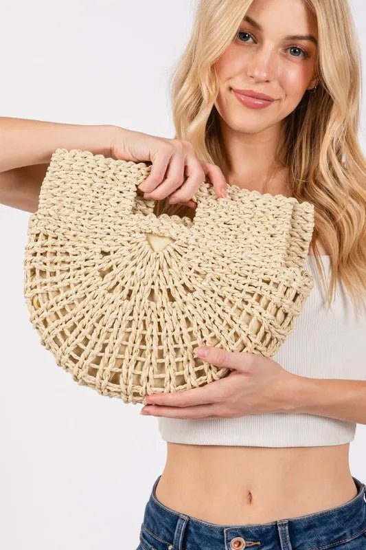 Women Tote Bag Braided Semi - Circle Woven Tote Bag casual outfit boutique fashion - BespokeX Wear