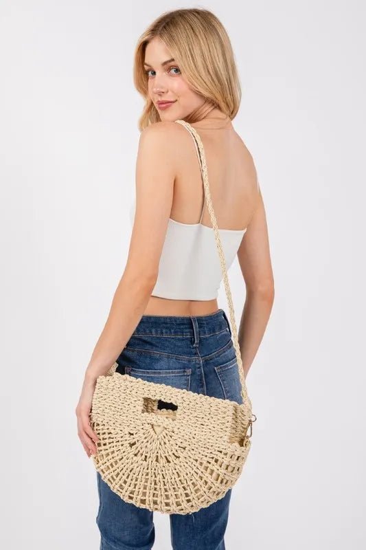 Women Tote Bag Braided Semi - Circle Woven Tote Bag casual outfit boutique fashion - BespokeX Wear
