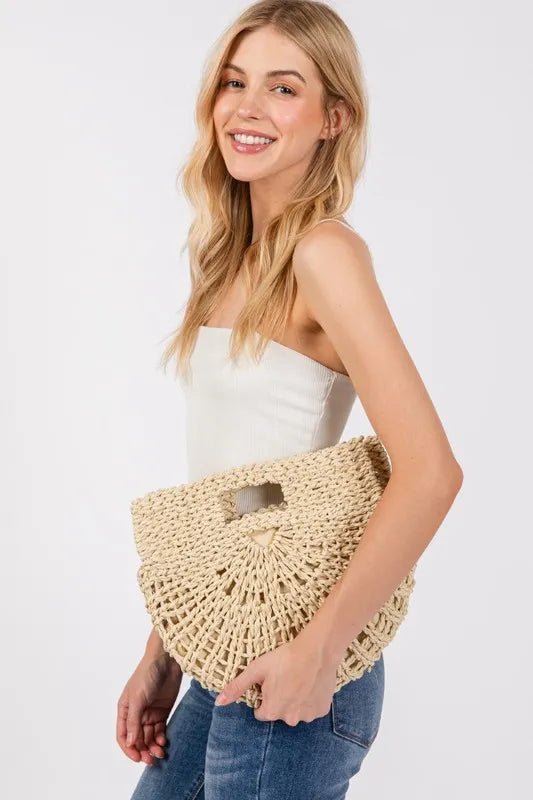 Women Tote Bag Braided Semi - Circle Woven Tote Bag casual outfit boutique fashion - BespokeX Wear