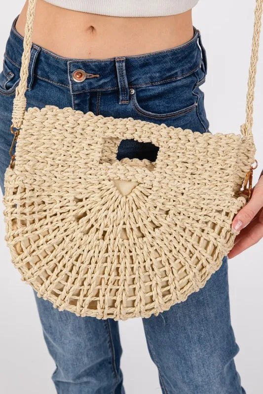 Women Tote Bag Braided Semi - Circle Woven Tote Bag casual outfit boutique fashion - BespokeX Wear