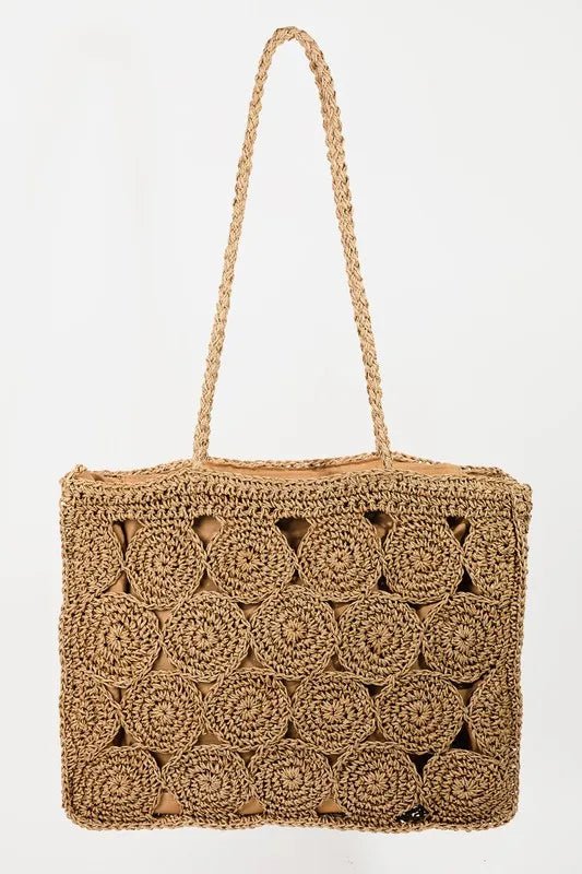 Women Tote Bag Fame Square Braided Pattern Tote Bag casual outfit boutique fashion - BespokeX Wear