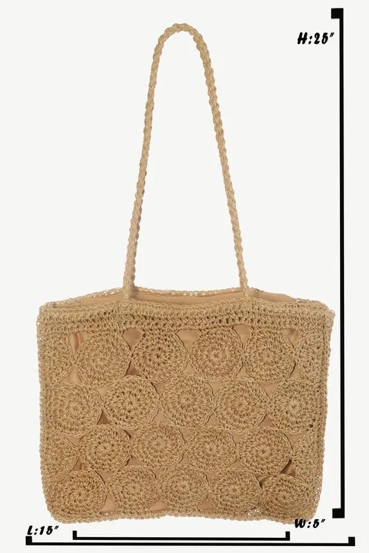 Women Tote Bag Fame Square Braided Pattern Tote Bag casual outfit boutique fashion - BespokeX Wear