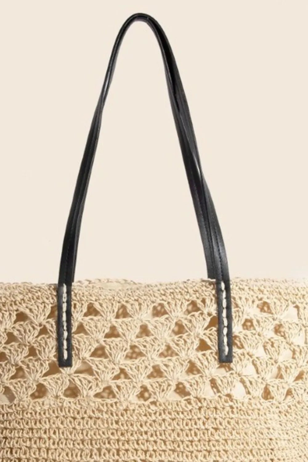 Women Tote Bag Knitted Straw Tote with Faux Leather Handles casual outfit boutique fashion - BespokeX Wear