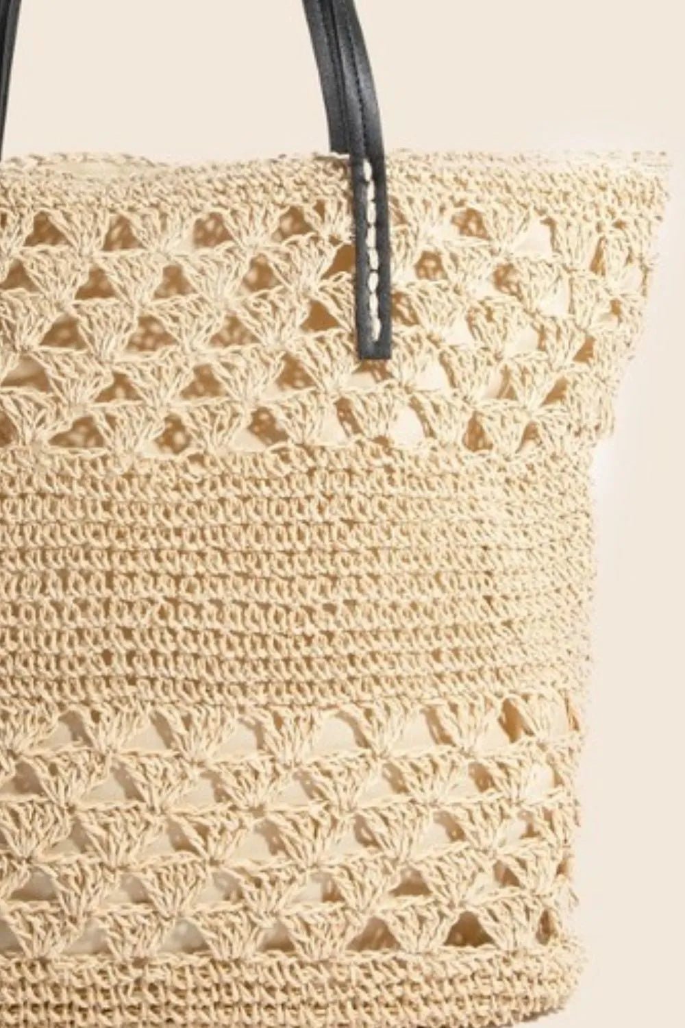 Women Tote Bag Knitted Straw Tote with Faux Leather Handles casual outfit boutique fashion - BespokeX Wear