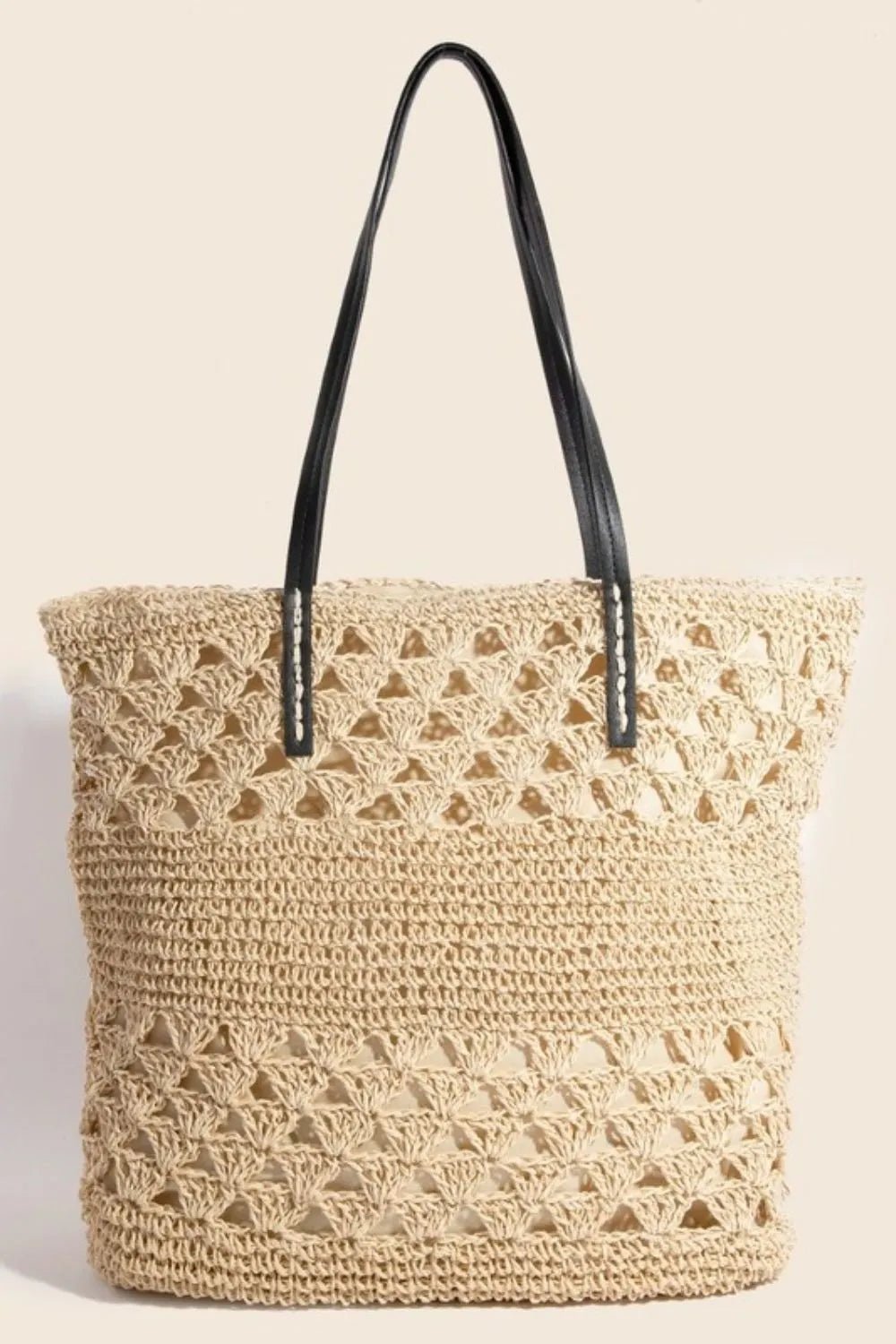 Women Tote Bag Knitted Straw Tote with Faux Leather Handles casual outfit boutique fashion - BespokeX Wear