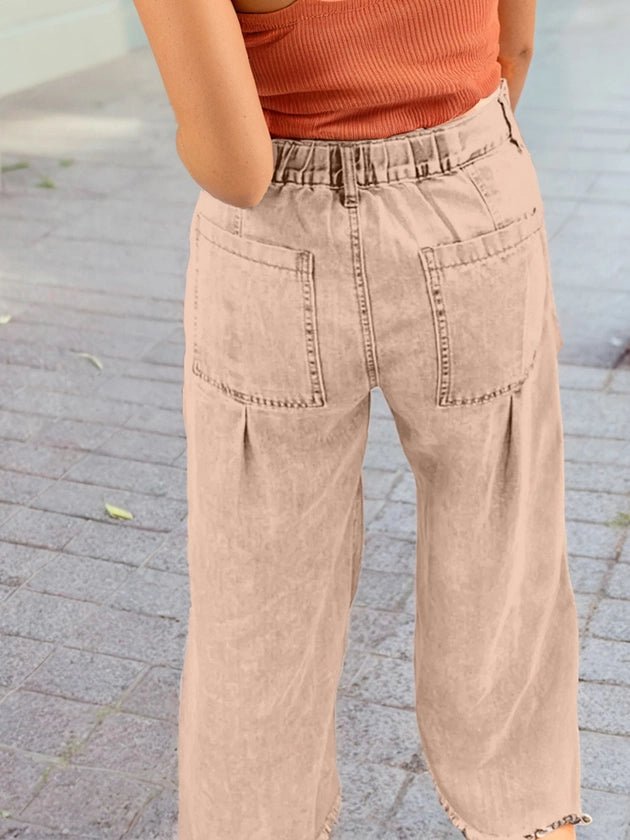 Women Wide - Leg Jeans Edgy Studded Side - Slit Wide - Leg Jeans casual outfit boutique fashion - BespokeX Wear