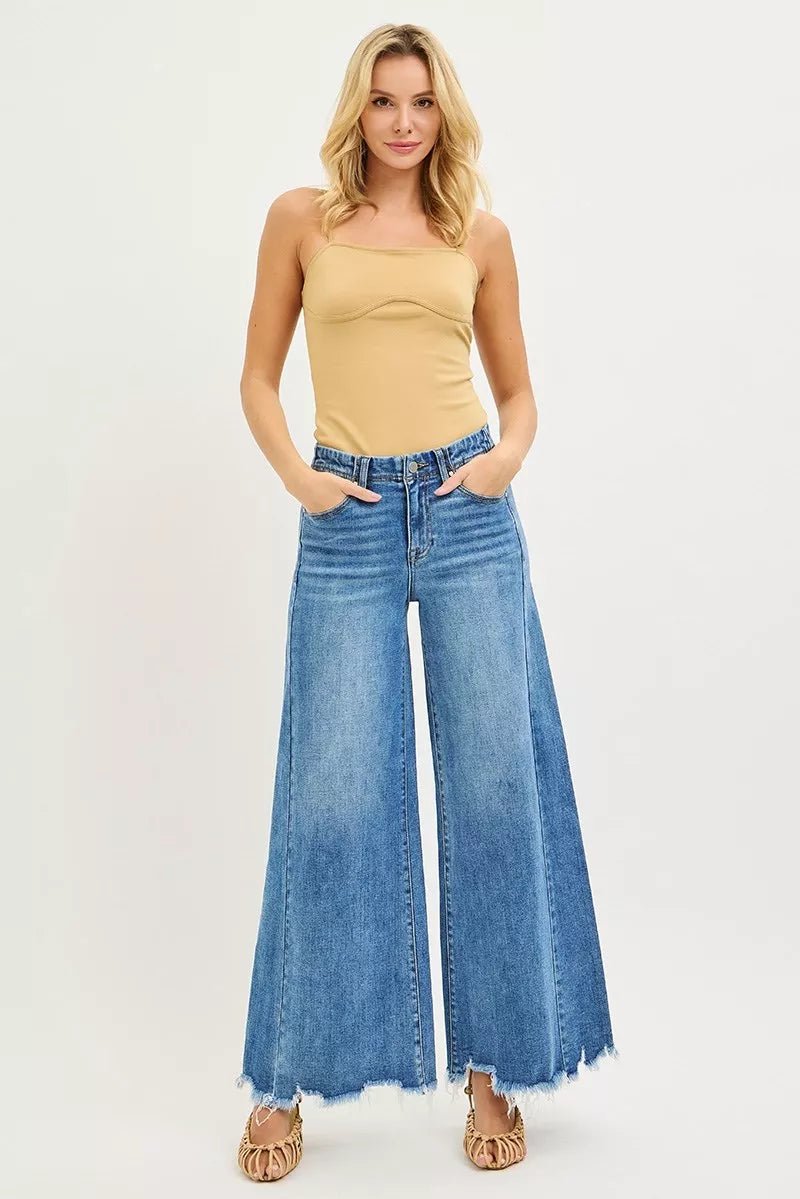 Women Wide Leg Jeans High - Rise Ankle - Length Wide - Leg Denim Jeans casual outfit boutique fashion - BespokeX Wear