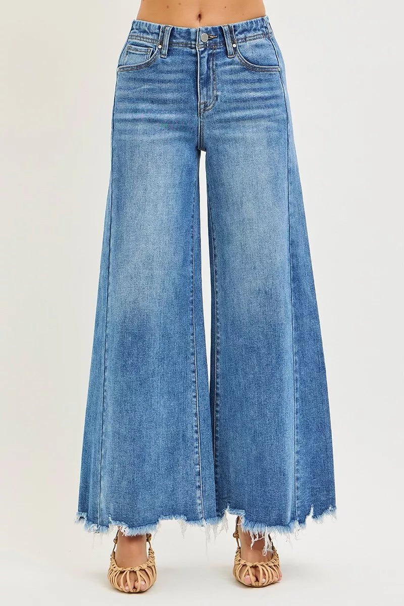 Women Wide Leg Jeans High - Rise Ankle - Length Wide - Leg Denim Jeans casual outfit boutique fashion - BespokeX Wear