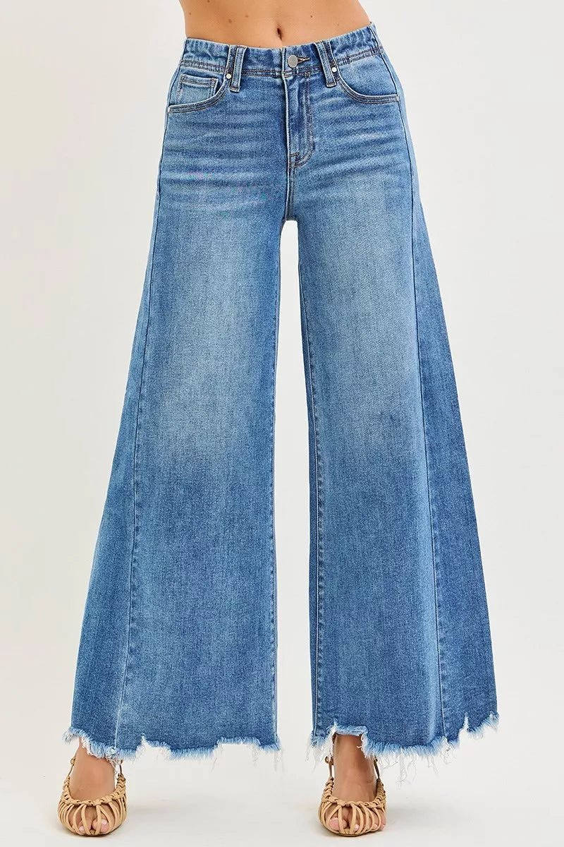 Women Wide Leg Jeans High - Rise Ankle - Length Wide - Leg Denim Jeans casual outfit boutique fashion - BespokeX Wear