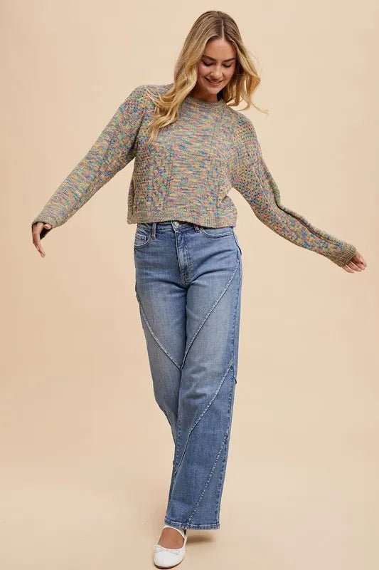 Women Wide Leg Jeans Wide - Leg Denim Jeans with Decorative Seam Detail casual outfit boutique fashion - BespokeX Wear