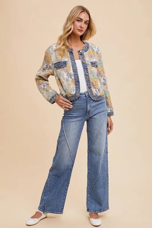 Women Wide Leg Jeans Wide - Leg Denim Jeans with Decorative Seam Detail casual outfit boutique fashion - BespokeX Wear