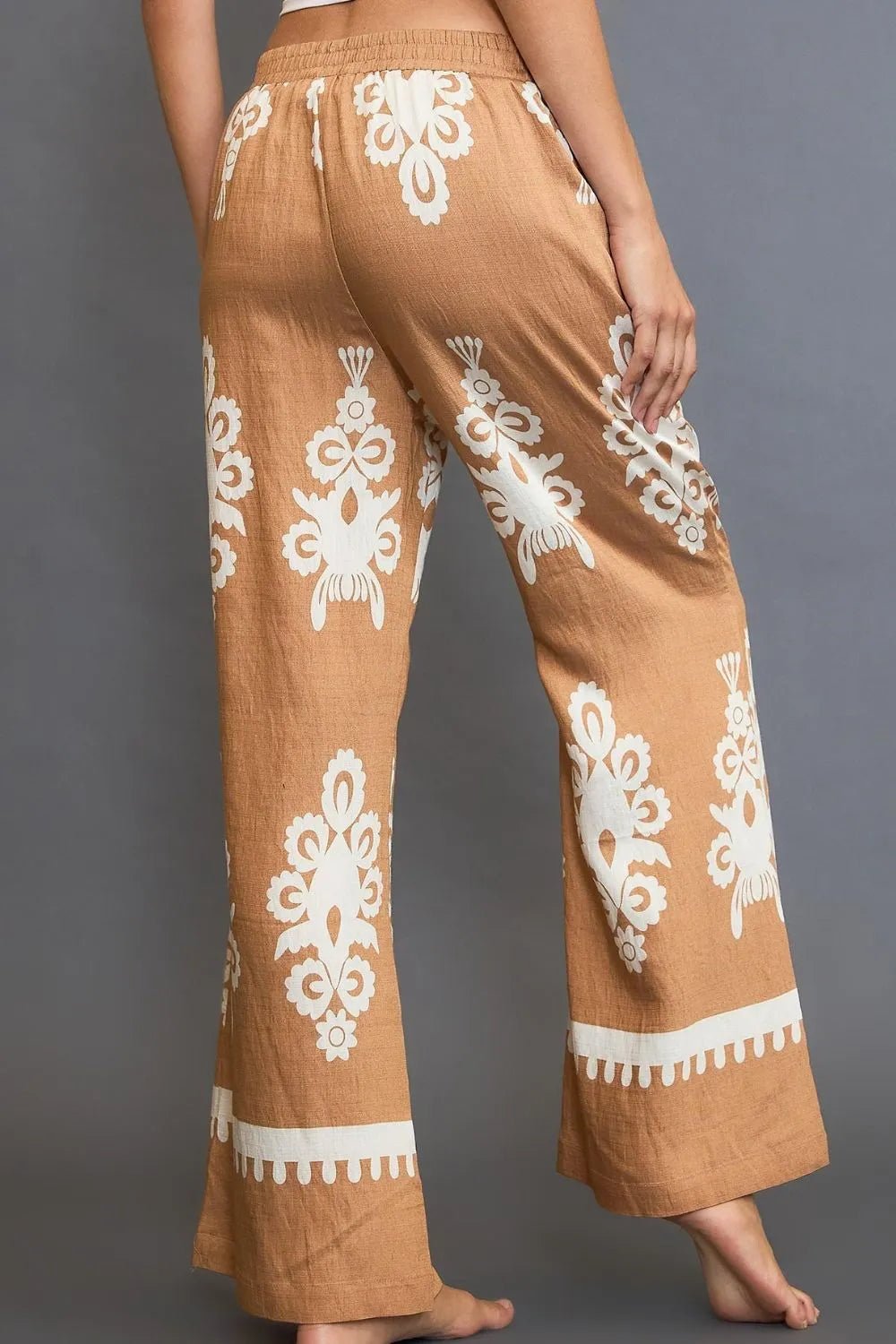 Women Wide Leg Pants Border Print Wide - Leg Pants – Full & Plus Size casual outfit boutique fashion - BespokeX Wear