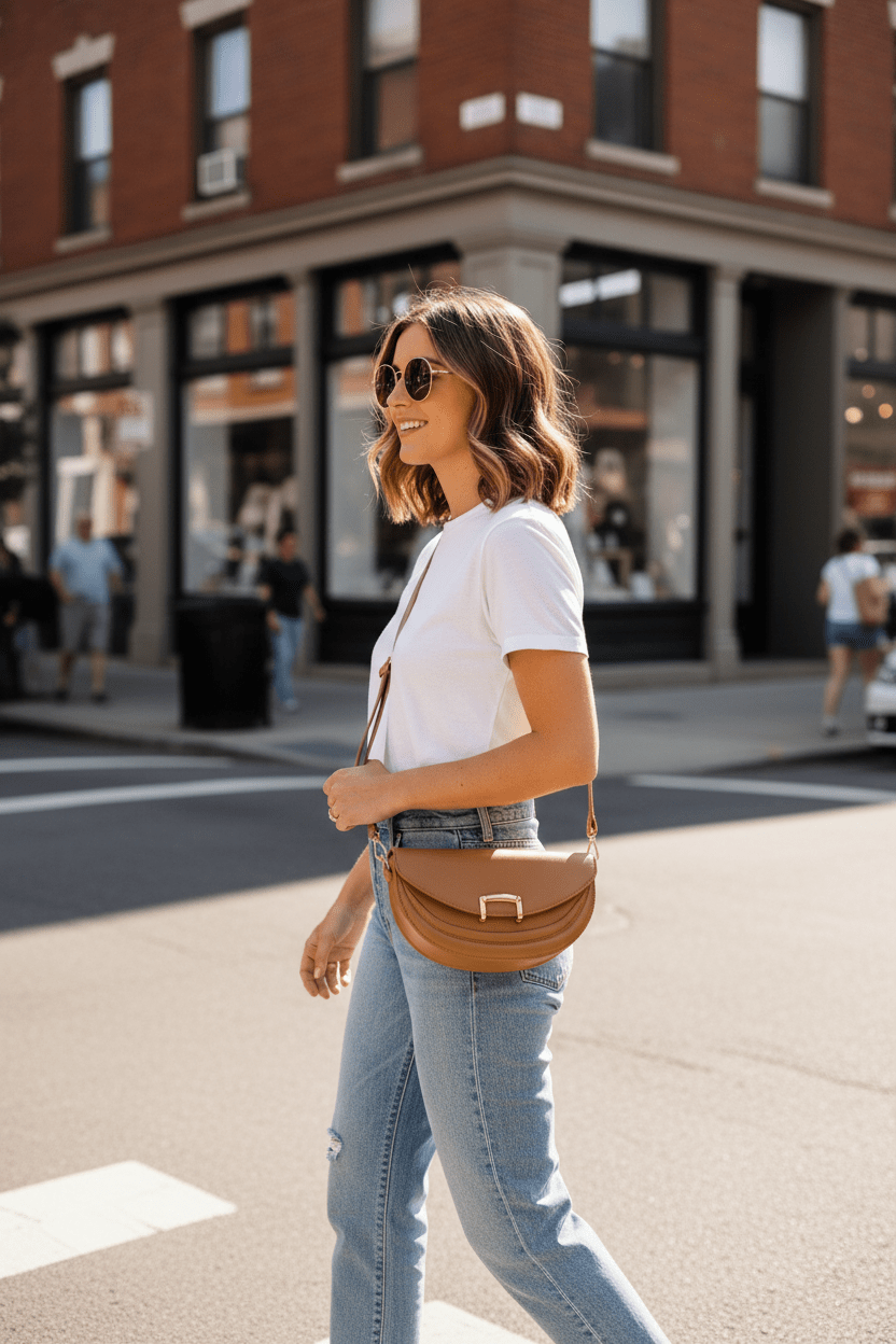 Women Women's Accessories Crescent Buckle Crossbody Bag - Women's Faux Leather Small Shoulder Bag casual outfit boutique fashion - BespokeX Wear