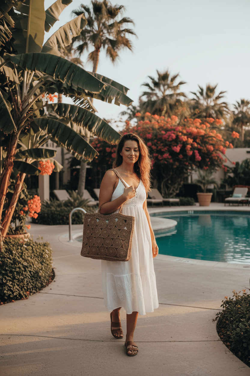 Women Women's Accessories Square Braided Pattern Tote Bag - Women's Woven Summer Beach Bag casual outfit boutique fashion - BespokeX Wear