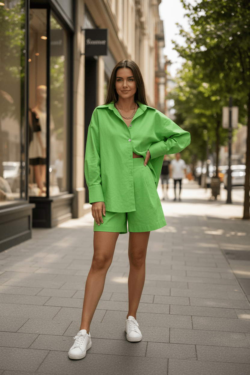 Women Women's Apparel Lapel Cardigan Jacket & Shorts Set casual outfit boutique fashion - BespokeX Wear