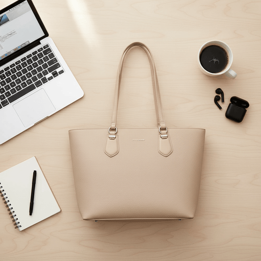 Minimalist leather tote bag - women's everyday handbag in classic style