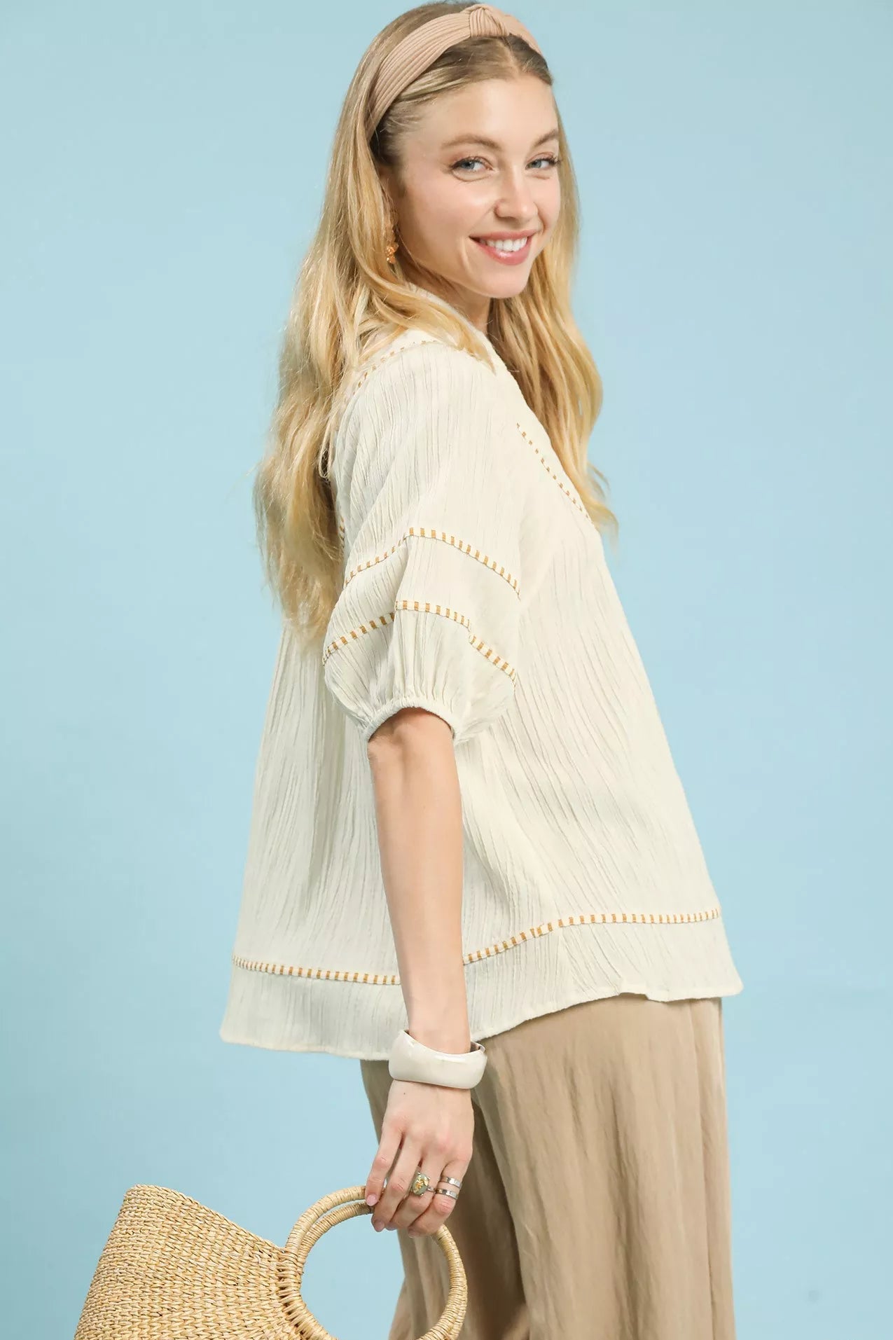 Women Women’s Casual Top Textured Everyday Short Sleeve Top – Relaxed Fit casual outfit boutique fashion - BespokeX Wear