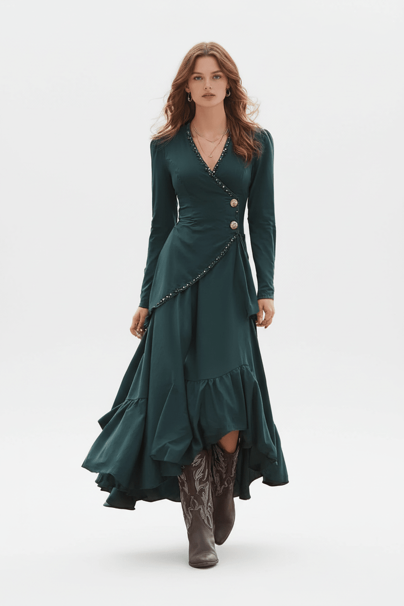 Women Women's Dresses Asymmetrical Ruffle Maxi Dress casual outfit boutique fashion - BespokeX Wear