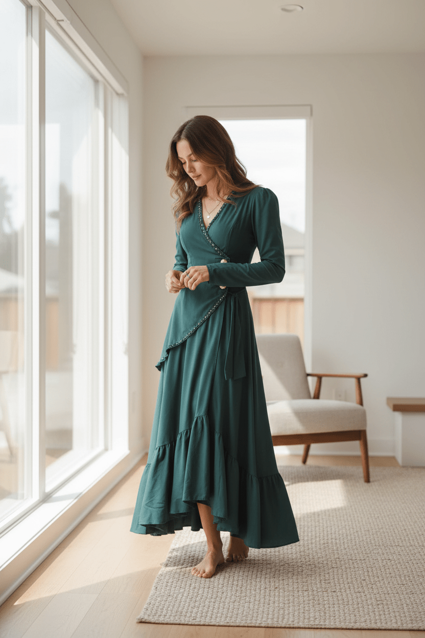 Women Women's Dresses Asymmetrical Ruffle Maxi Dress casual outfit boutique fashion - BespokeX Wear