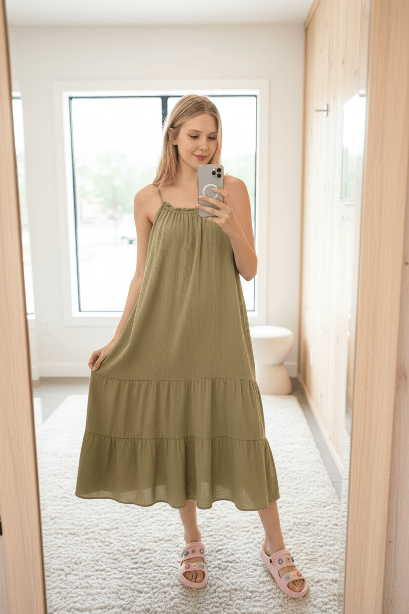 Women Women's Dresses Cotton Gauze Midi Dress casual outfit boutique fashion - BespokeX Wear