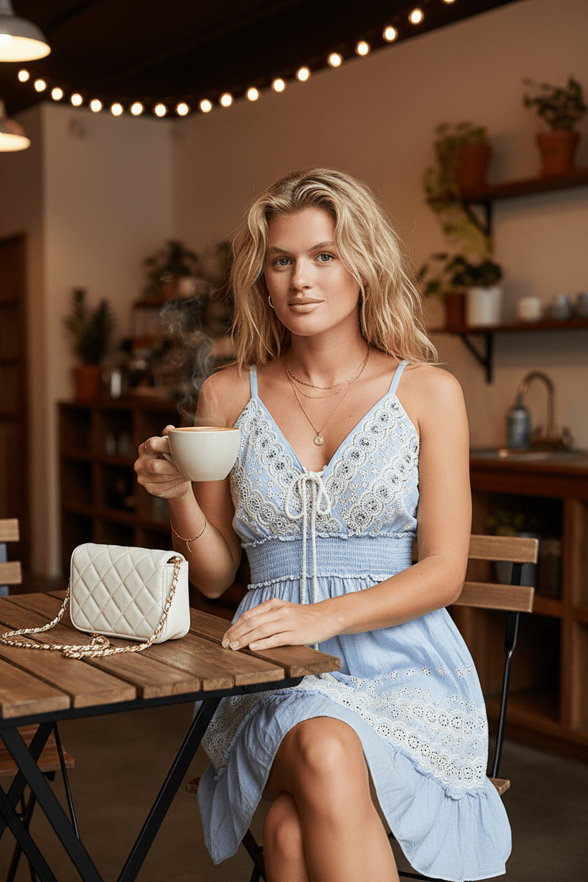 Women Women's Dresses Eyelet Smocked Waist Mini Dress casual outfit boutique fashion - BespokeX Wear