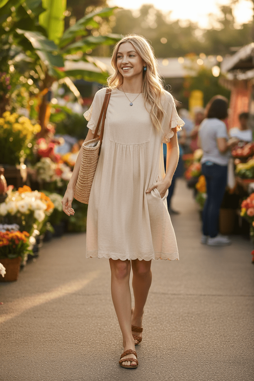 Women Women's Dresses Linen Babydoll Dress casual outfit boutique fashion - BespokeX Wear