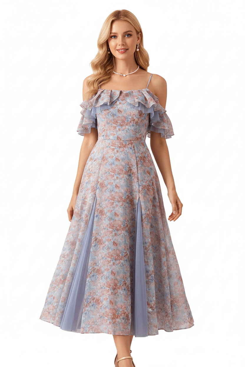 Women Women's Dresses Mesh Patchwork Off - Shoulder Maxi Dress casual outfit boutique fashion - BespokeX Wear