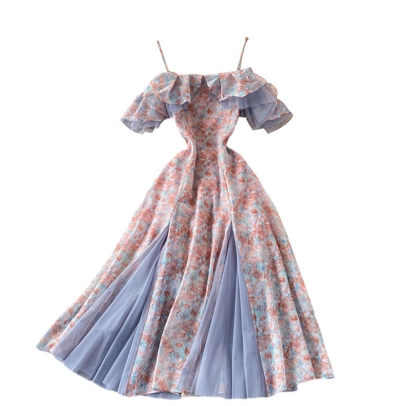 Women Women's Dresses Mesh Patchwork Off - Shoulder Maxi Dress casual outfit boutique fashion - BespokeX Wear