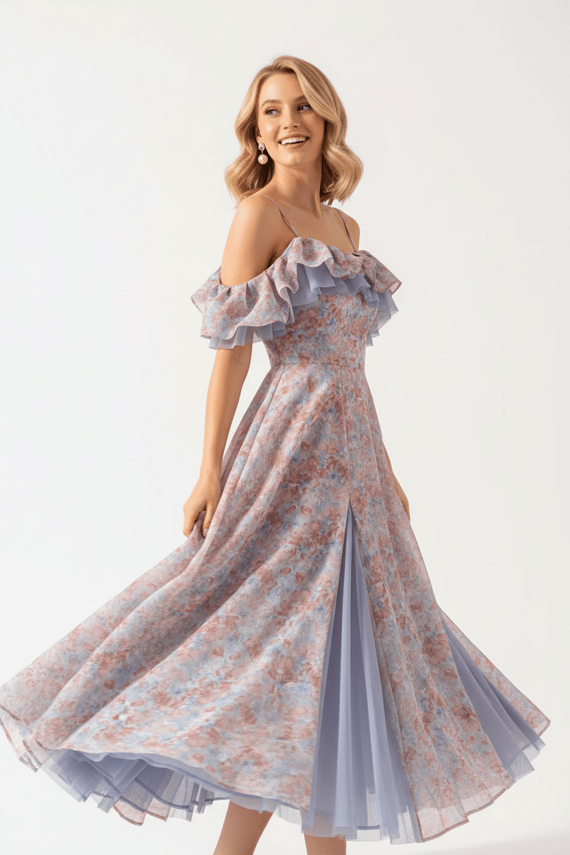 Women Women's Dresses Mesh Patchwork Off - Shoulder Maxi Dress casual outfit boutique fashion - BespokeX Wear