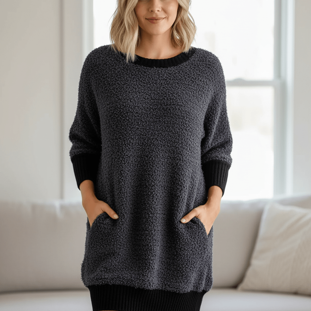 Women Women's Dresses Pocket Sweater Dress - Women's Cozy Relaxed Fit Knit Dress (Full Size) casual outfit boutique fashion - BespokeX Wear