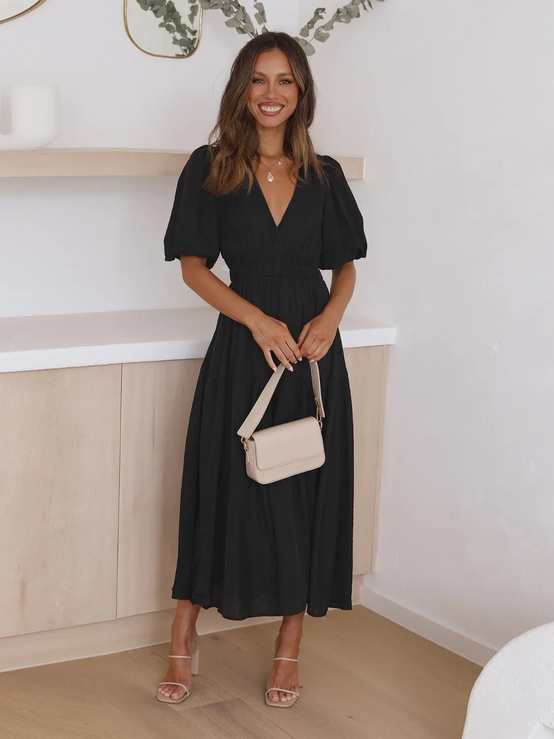 Women Women's Dresses Tiered Surplice Midi Dress casual outfit boutique fashion - BespokeX Wear