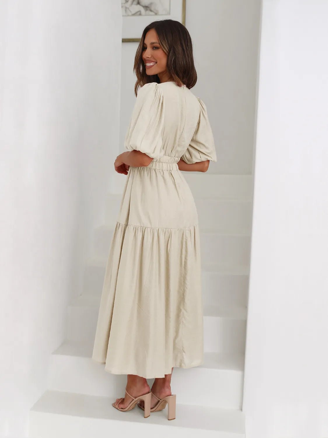 Women Women's Dresses Tiered Surplice Midi Dress casual outfit boutique fashion - BespokeX Wear