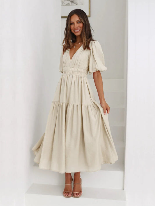 Women Women's Dresses Tiered Surplice Midi Dress casual outfit boutique fashion - BespokeX Wear
