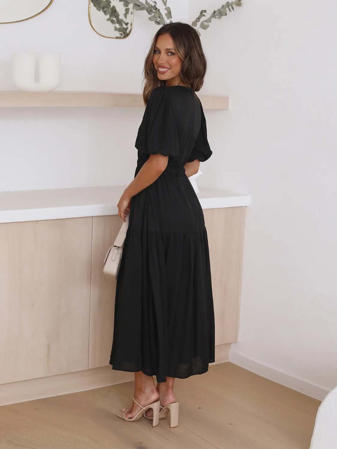 Women Women's Dresses Tiered Surplice Midi Dress casual outfit boutique fashion - BespokeX Wear