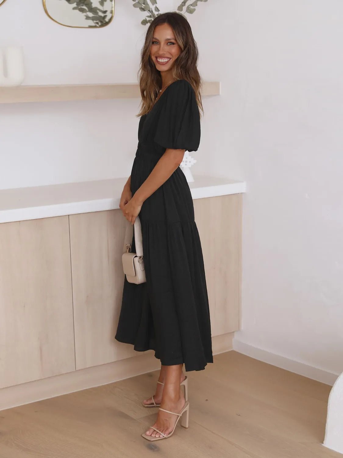 Women Women's Dresses Tiered Surplice Midi Dress casual outfit boutique fashion - BespokeX Wear