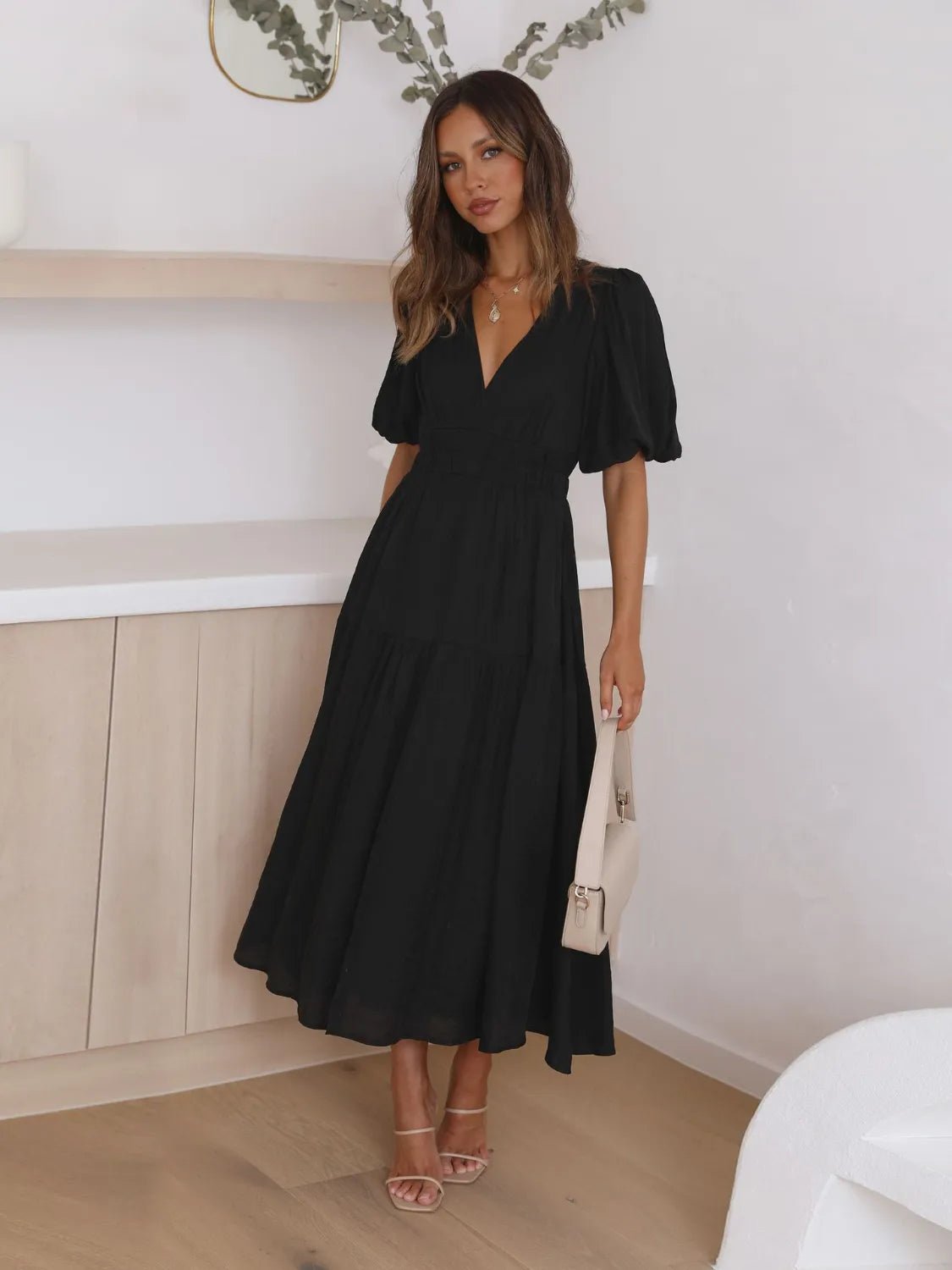 Women Women's Dresses Tiered Surplice Midi Dress casual outfit boutique fashion - BespokeX Wear