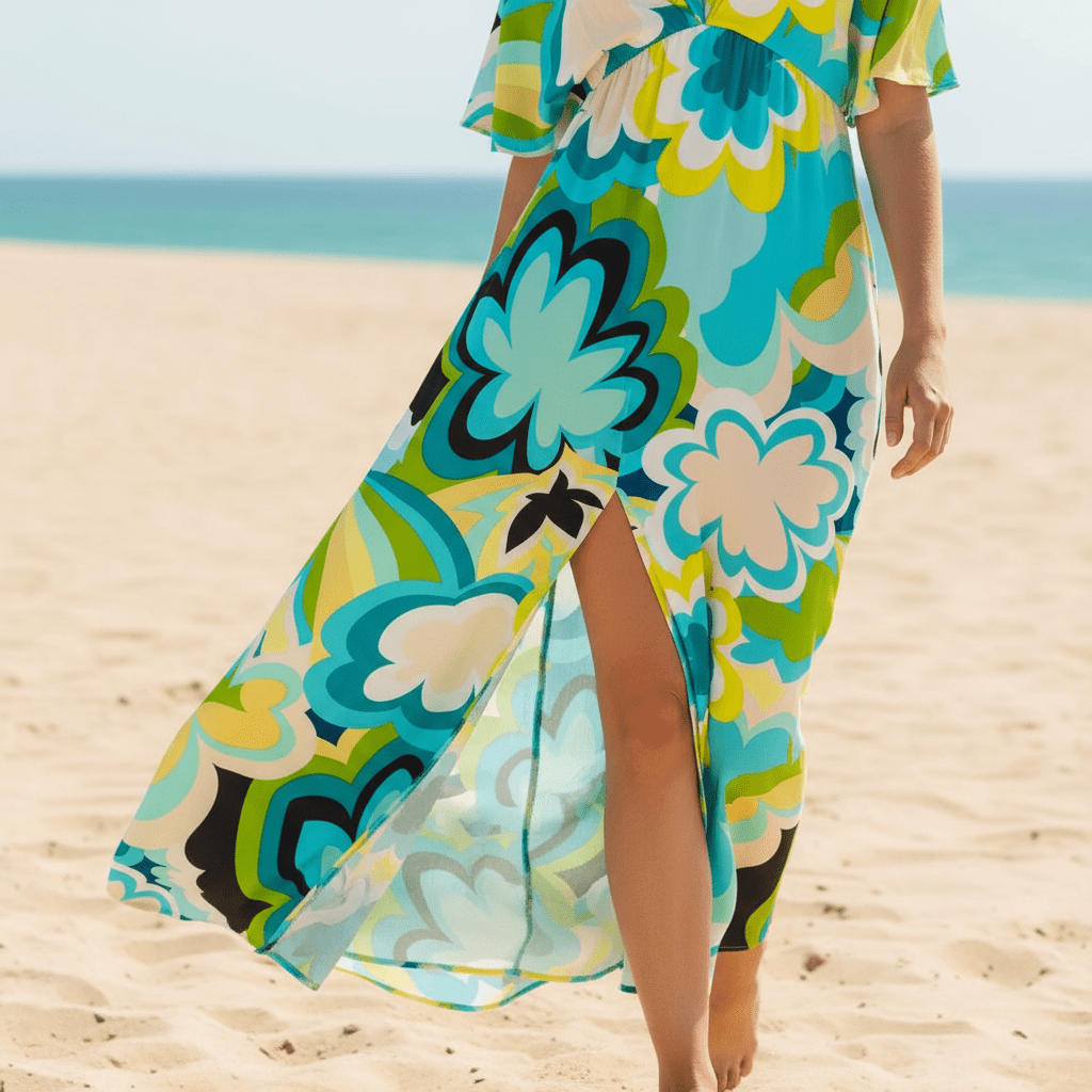 Women Women's Dresses Tropical Floral Maxi Dress - Women's Flowy Slit Vacation Statement Dress casual outfit boutique fashion - BespokeX Wear