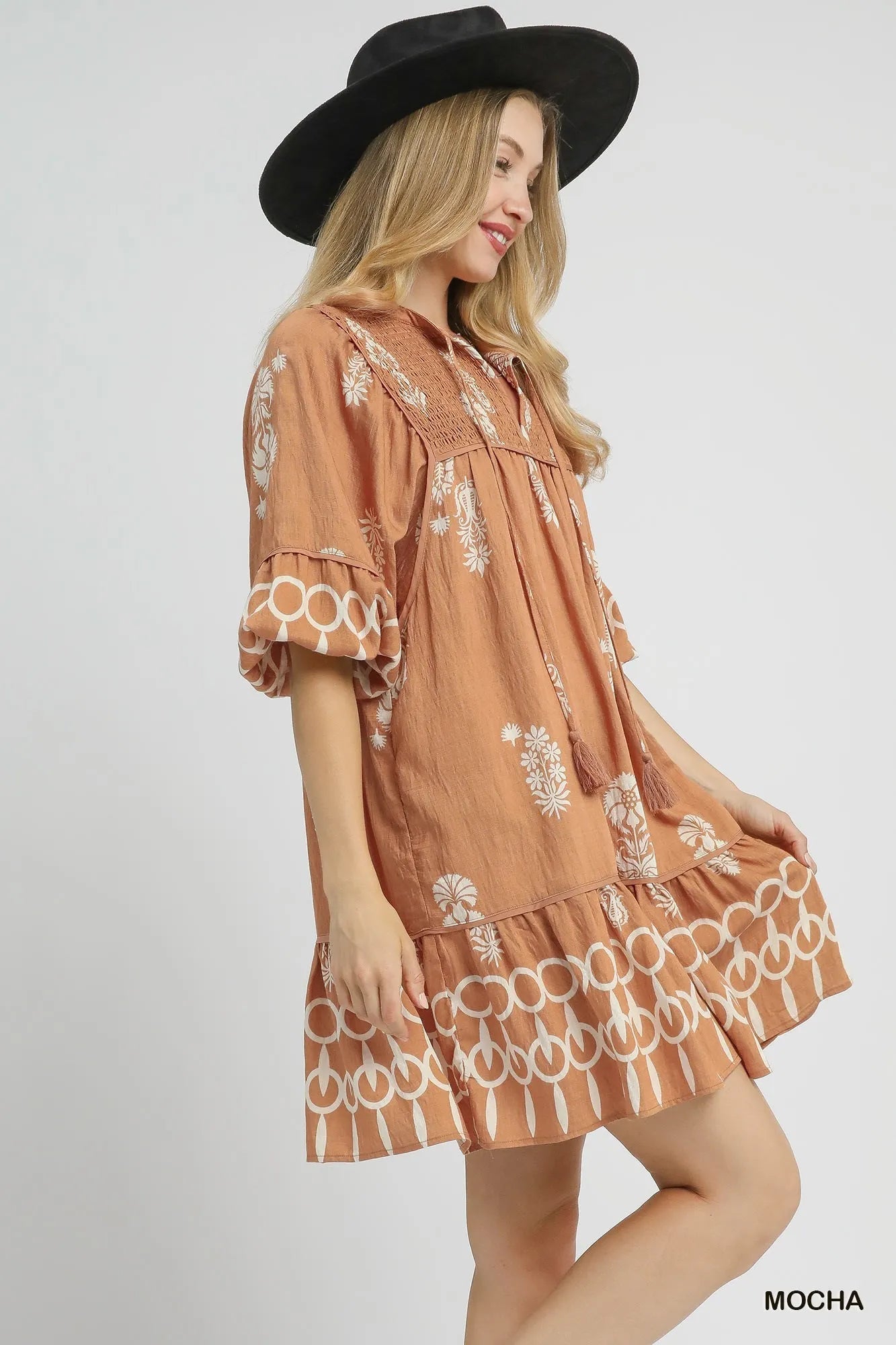 Women Women's Dresses Umgee Boho Border Print Tassel Tie Mini Dress casual outfit boutique fashion - BespokeX Wear