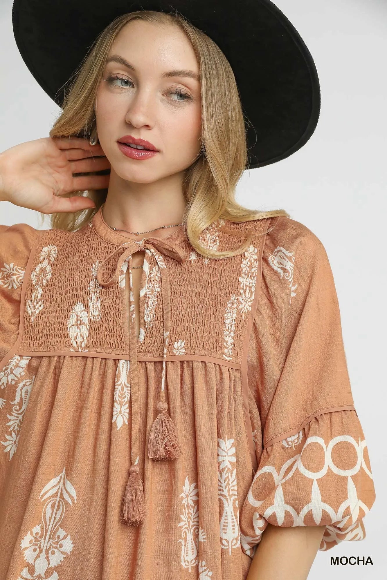 Women Women's Dresses Umgee Boho Border Print Tassel Tie Mini Dress casual outfit boutique fashion - BespokeX Wear