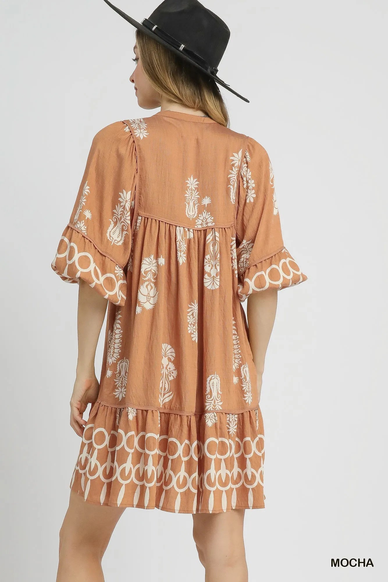 Women Women's Dresses Umgee Boho Border Print Tassel Tie Mini Dress casual outfit boutique fashion - BespokeX Wear
