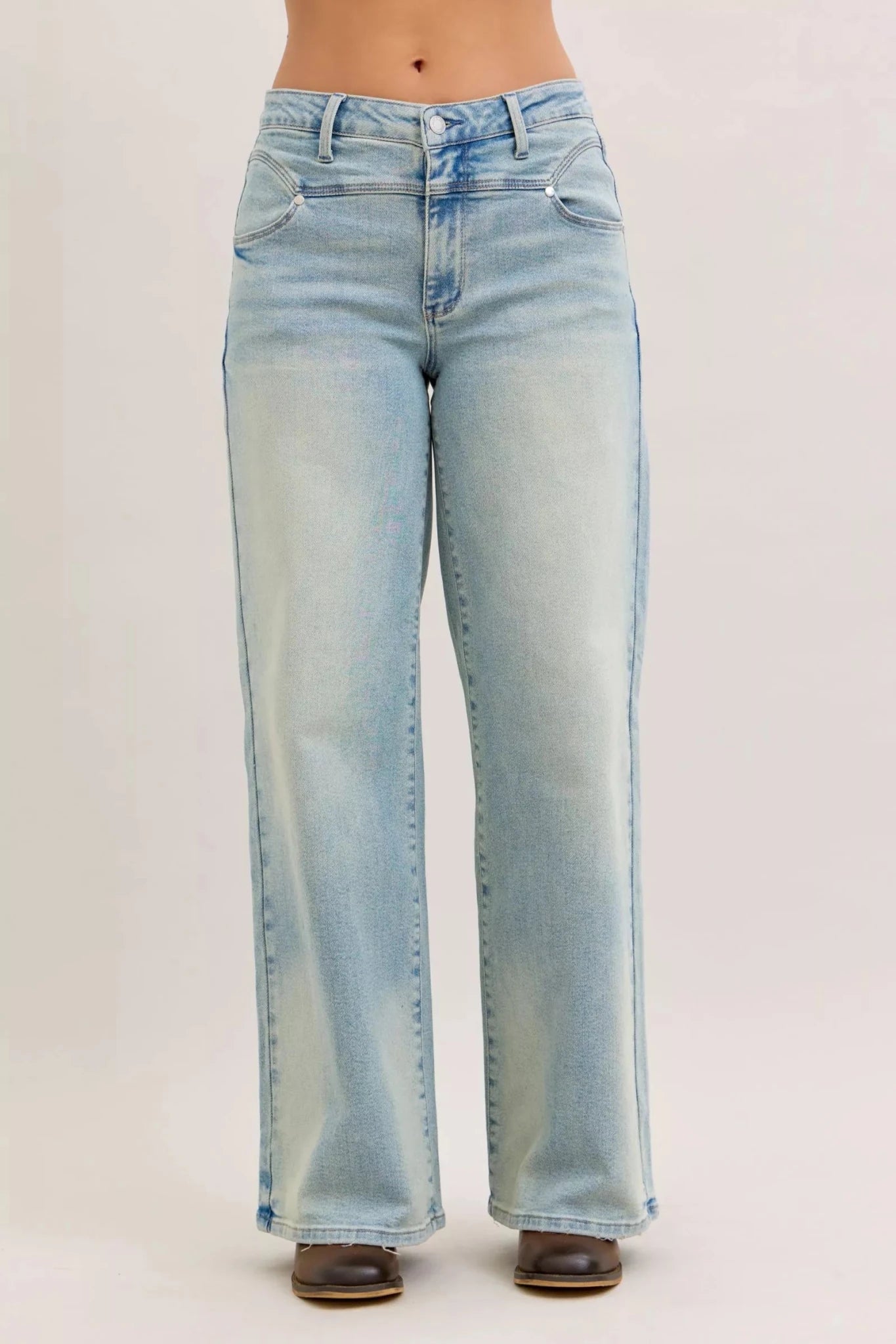 Women Women’s Jeans Judy Blue Tummy Control High Waist Straight Leg Jeans – Vintage Wash casual outfit boutique fashion - BespokeX Wear