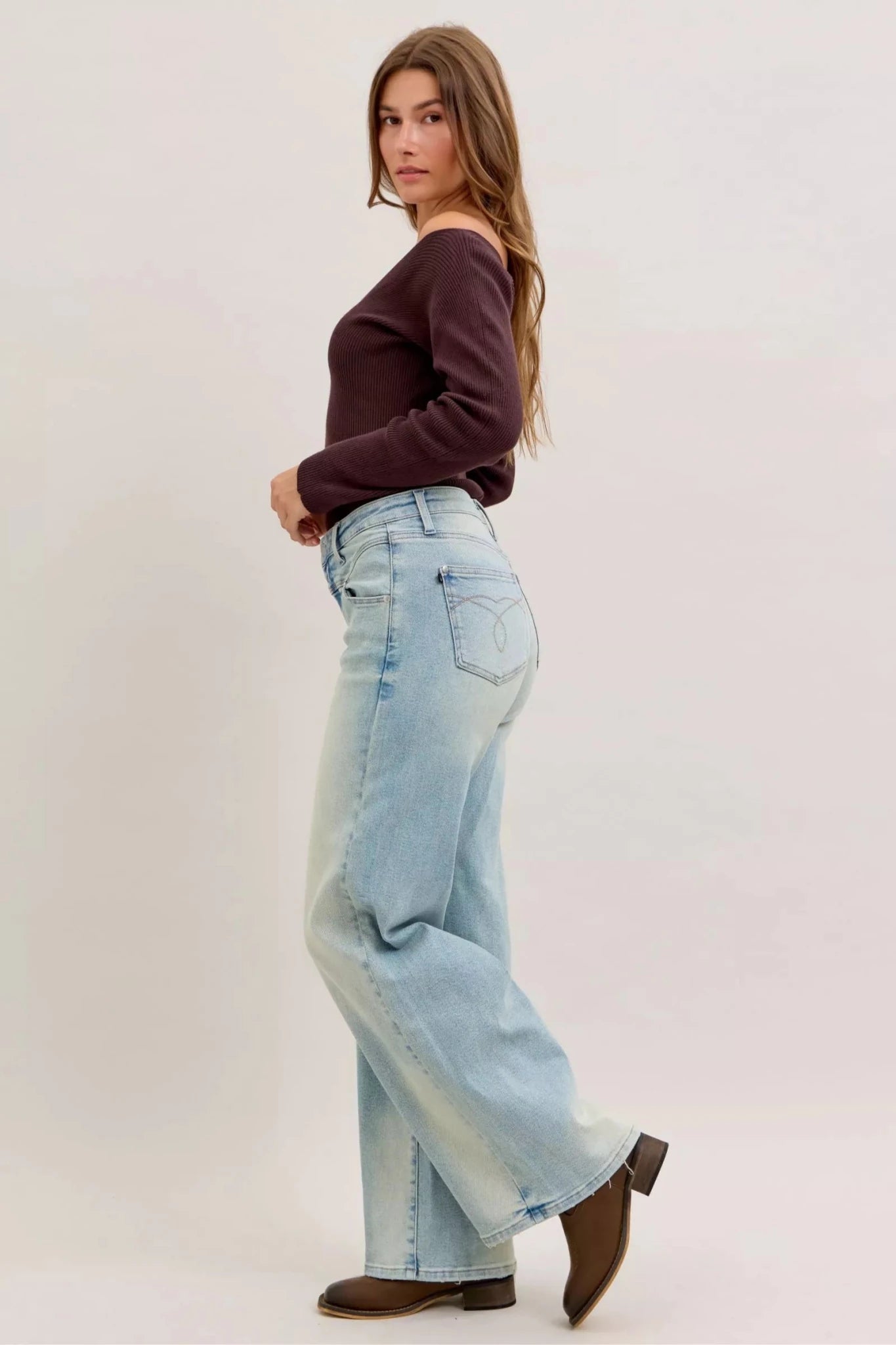 Women Women’s Jeans Judy Blue Tummy Control High Waist Straight Leg Jeans – Vintage Wash casual outfit boutique fashion - BespokeX Wear