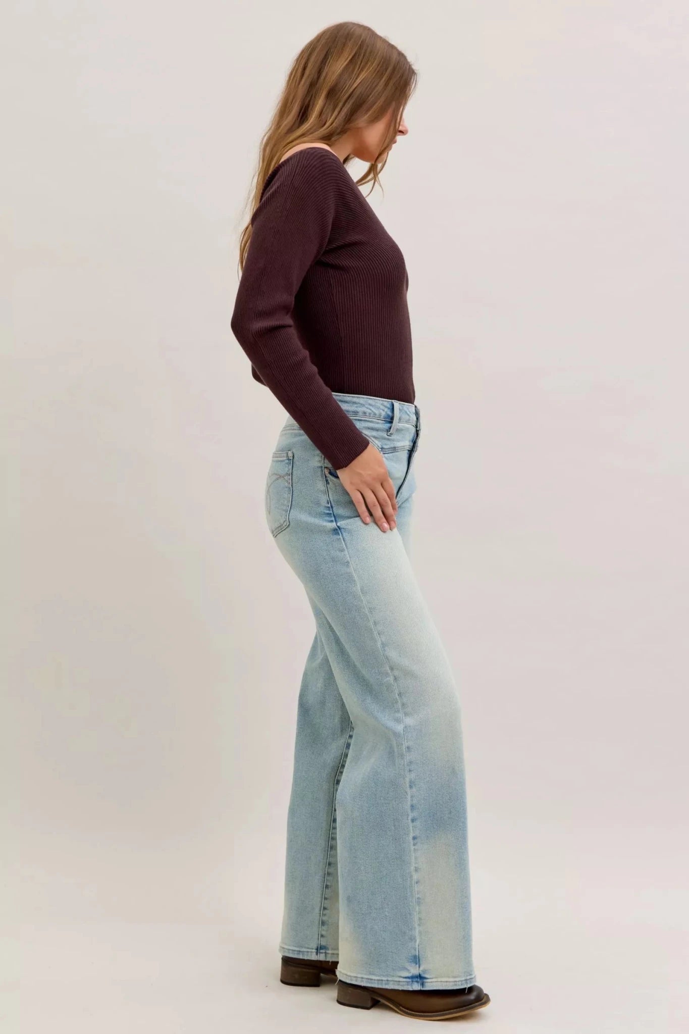 Women Women’s Jeans Judy Blue Tummy Control High Waist Straight Leg Jeans – Vintage Wash casual outfit boutique fashion - BespokeX Wear