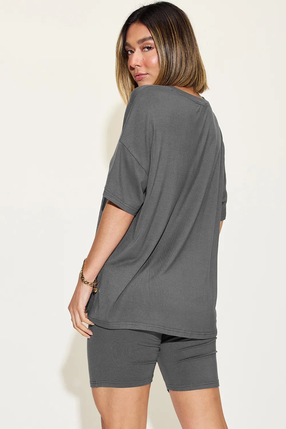 Women Women’s Lounge Set Everyday Relaxed V - Neck Lounge Set – Soft Two - Piece T-Shirt & Shorts Outfit (S - 3XL) casual outfit boutique fashion - BespokeX Wear