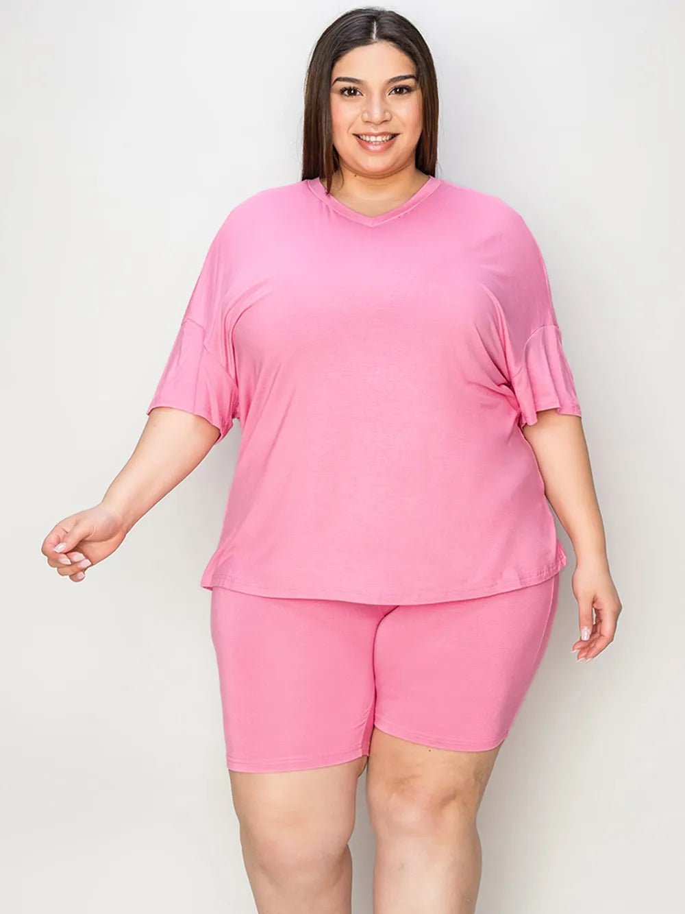 Women Women’s Lounge Set Everyday Relaxed V - Neck Lounge Set – Soft Two - Piece T-Shirt & Shorts Outfit (S - 3XL) casual outfit boutique fashion - BespokeX Wear